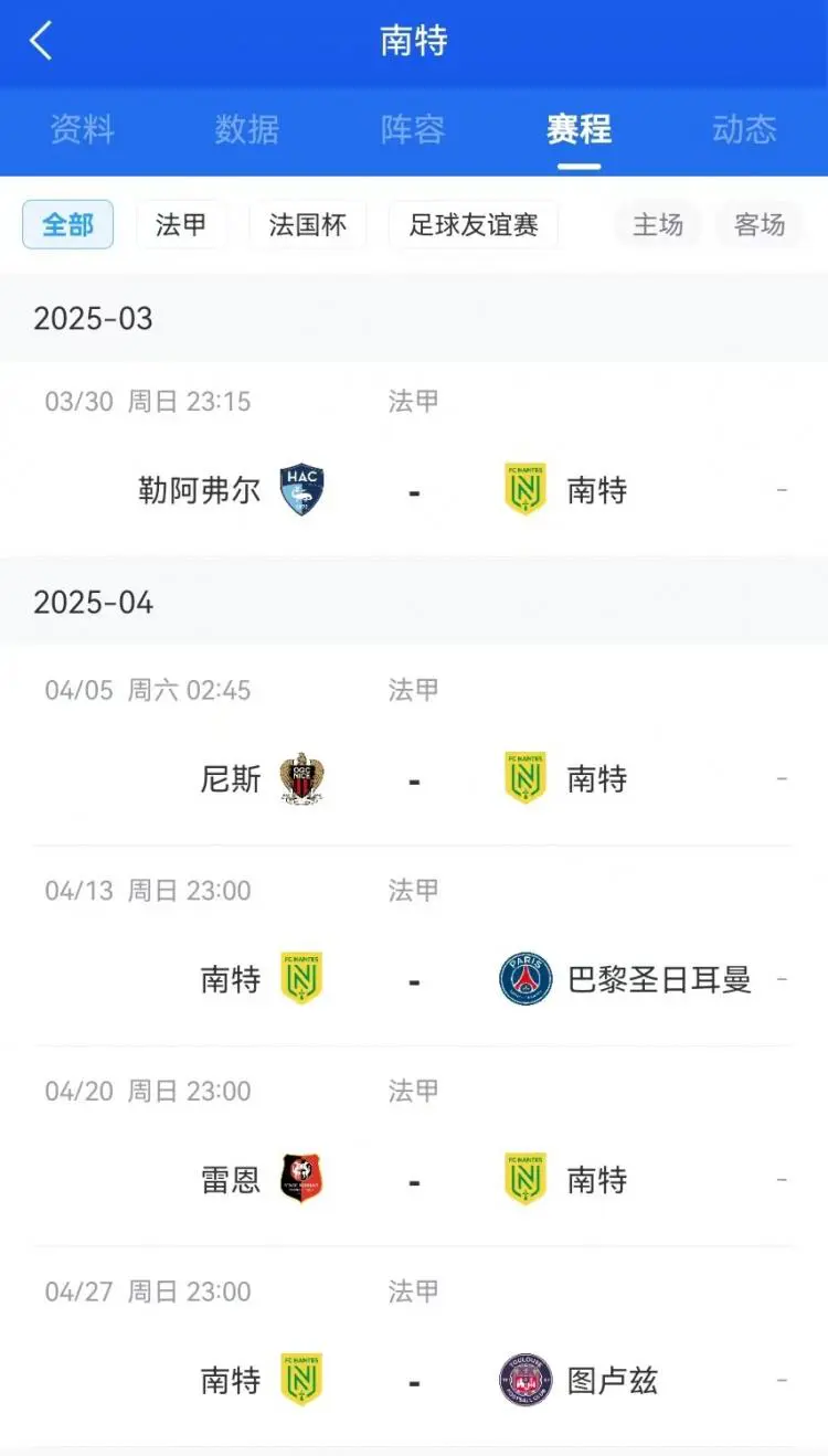 包含南特队主场平局，球队实力有待提升的词条